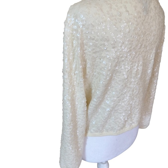 H&M Sequin Cardigan, Off White, Size M. Hook at top. Perfect for the holiday’s - Picture 8 of 10